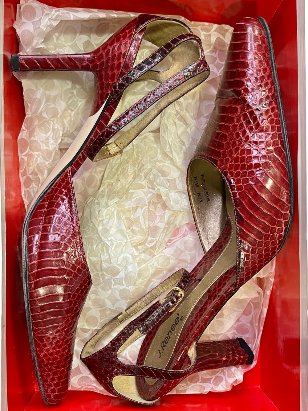 J. Reneé Red Leather Slingback Heels - Women's Dress Shoes